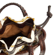 Picture of Aspinal of London Bucket Bag Padlock Bucket Bag in Brown, Exotic Effect Leather