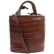 Picture of Aspinal of London Bucket Bag Padlock Bucket Bag in Brown, Exotic Effect Leather