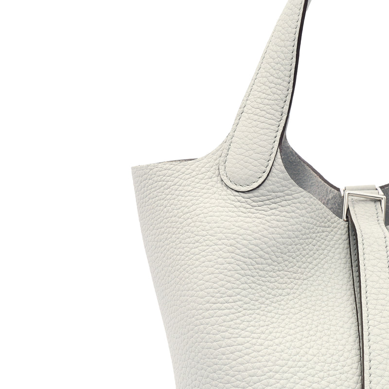 Picture of Hermes Bucket Bag Picotin 18 in Bleu Pale, Clemence Leather