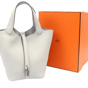 Picture of Hermes Bucket Bag Picotin 18 in Bleu Pale, Clemence Leather