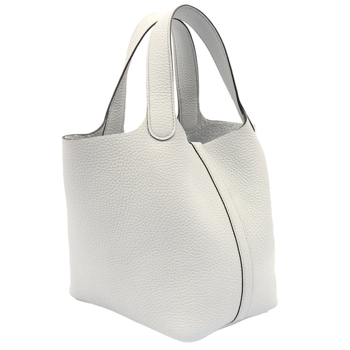 Picture of Hermes Bucket Bag Picotin 18 in Bleu Pale, Clemence Leather