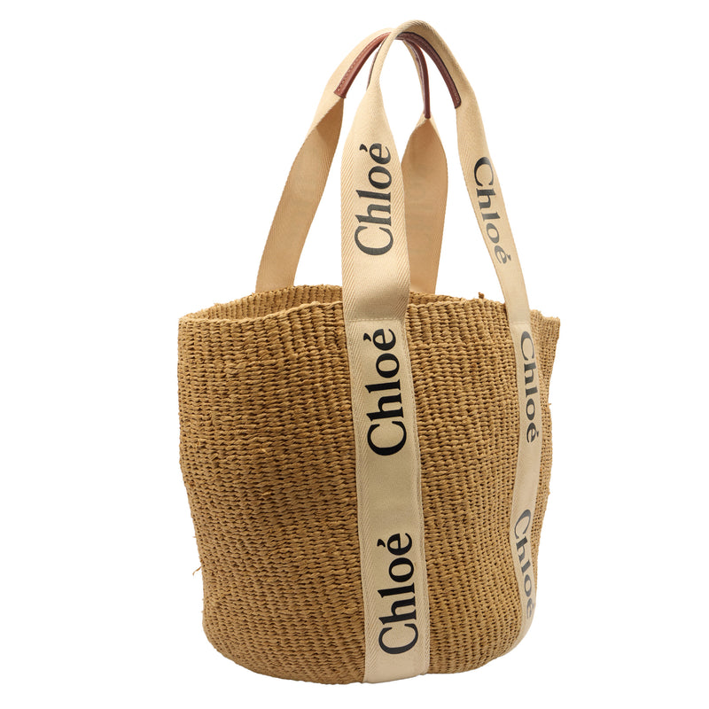 Picture of Chloe Tote Woody Basket in Neutral, Raffia