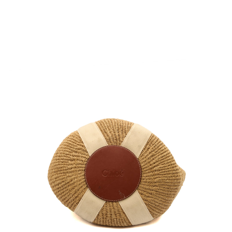 Picture of Chloe Tote Woody Basket in Neutral, Raffia