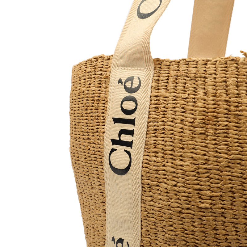 Picture of Chloe Tote Woody Basket in Neutral, Raffia