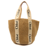Picture of Chloe Tote Woody Basket in Neutral, Raffia