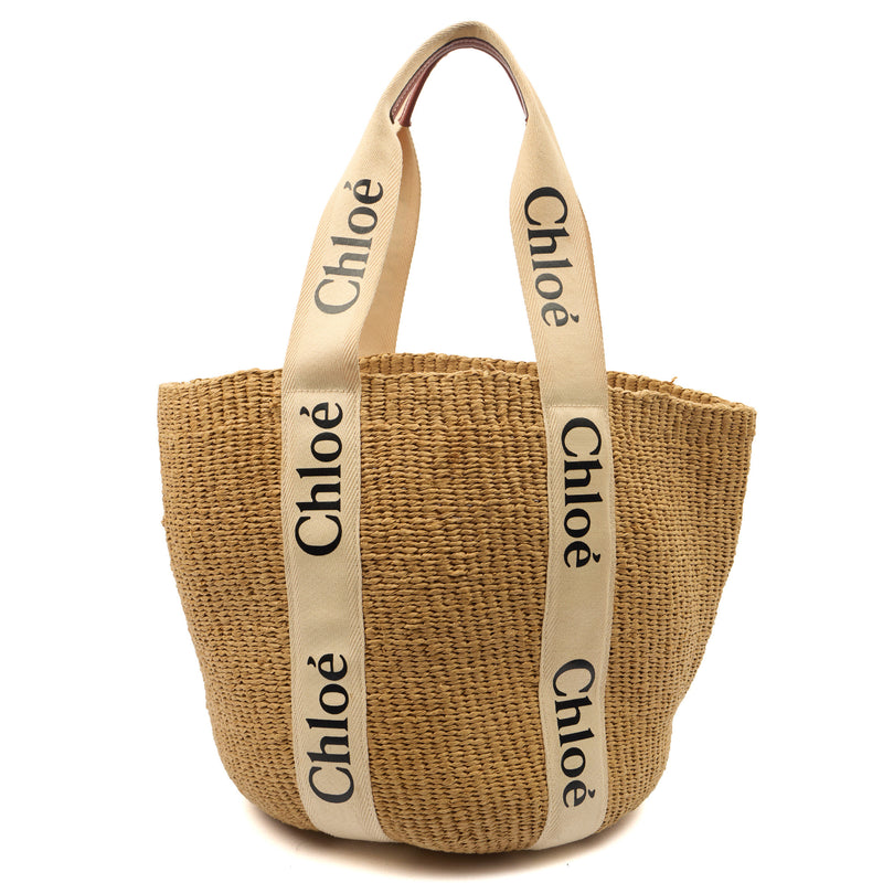 Picture of Chloe Tote Woody Basket in Neutral, Raffia