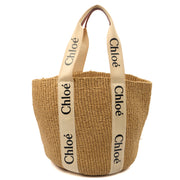 Picture of Chloe Tote Woody Basket in Neutral, Raffia