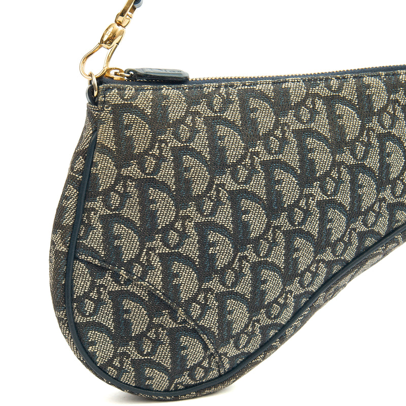 Picture of Christian Dior Mini Bag Saddle Pochette in Denim, Dior Oblique Embroidery