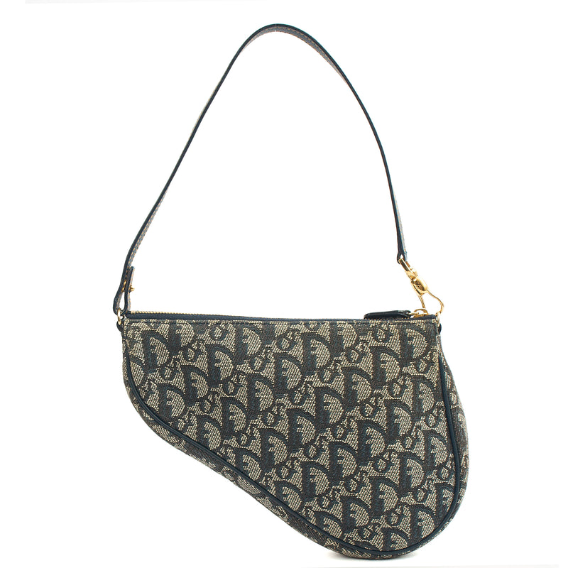Picture of Christian Dior Mini Bag Saddle Pochette in Denim, Dior Oblique Embroidery