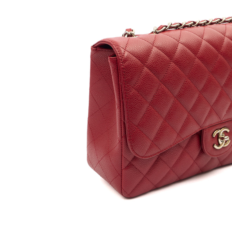 Picture of Chanel Shoulder Bag Classic Single Flap - Jumbo in Red, Caviar Leather