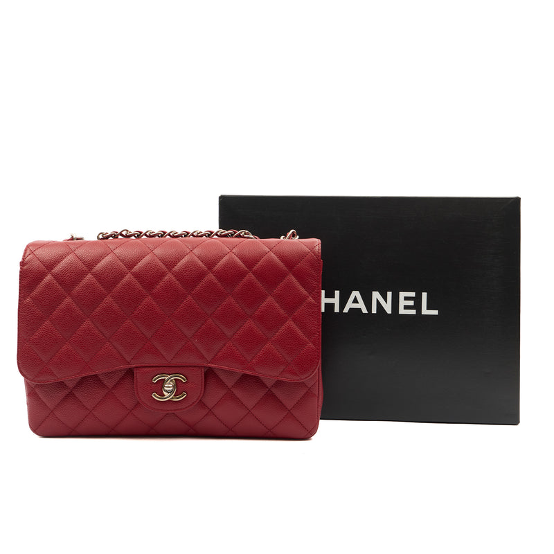 Picture of Chanel Shoulder Bag Classic Single Flap - Jumbo in Red, Caviar Leather