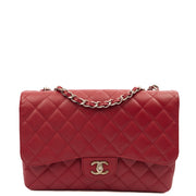 Picture of Chanel Shoulder Bag Classic Single Flap - Jumbo in Red, Caviar Leather