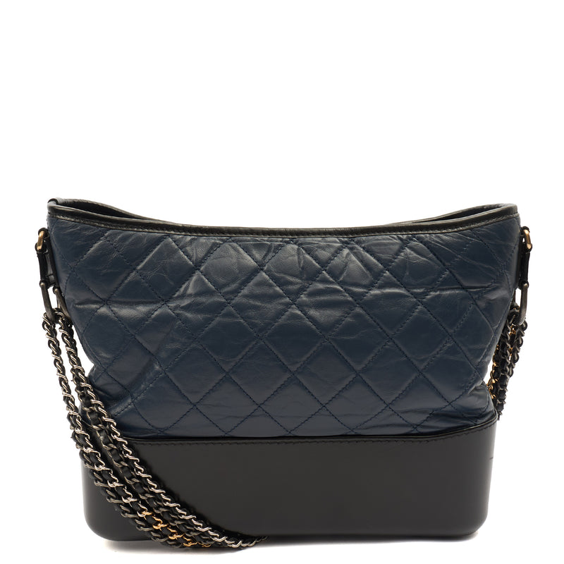 Picture of Chanel Cross Body Gabrielle Hobo - Small in Blue, Crinkled Calfskin Leather