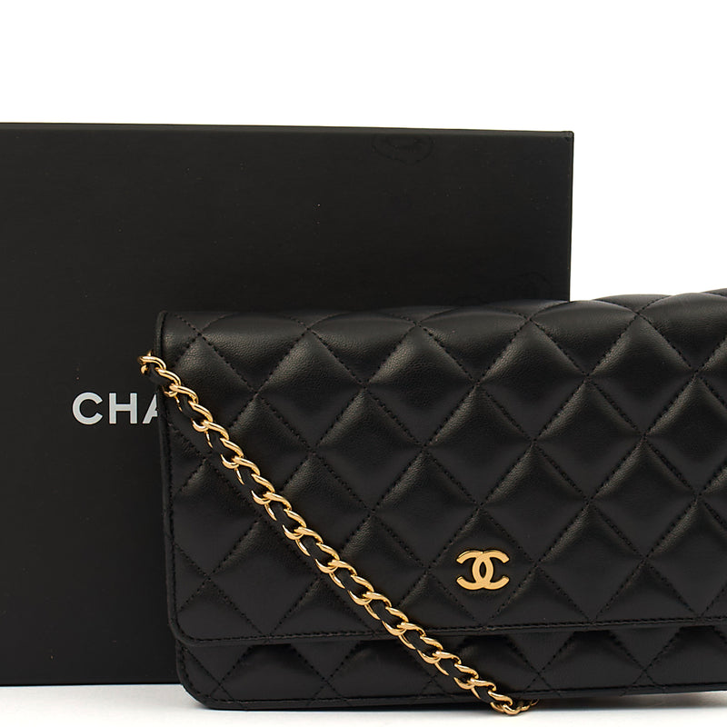Picture of Chanel Cross Body Wallet on Chain in Black, Lambskin Leather