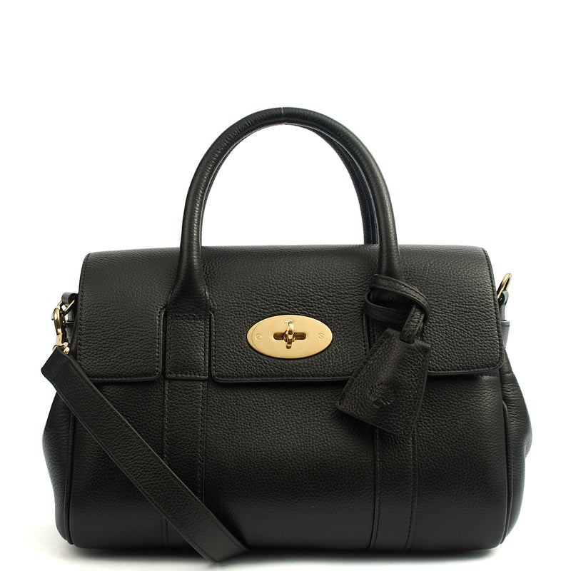 Picture of Mulberry Tote Bayswater with Strap- Small in Black, Calfskin Leather