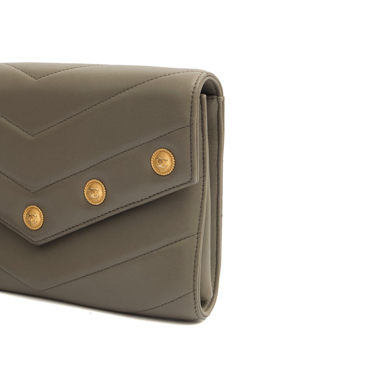Picture of Chanel Clutch Pouch Wristlet in Grey, Lambskin Leather