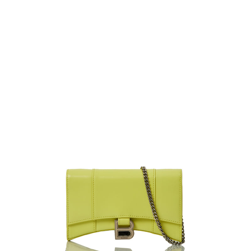 Picture of Balenciaga Mini Bag Hourglass Wallet on Chain in Green, Leather