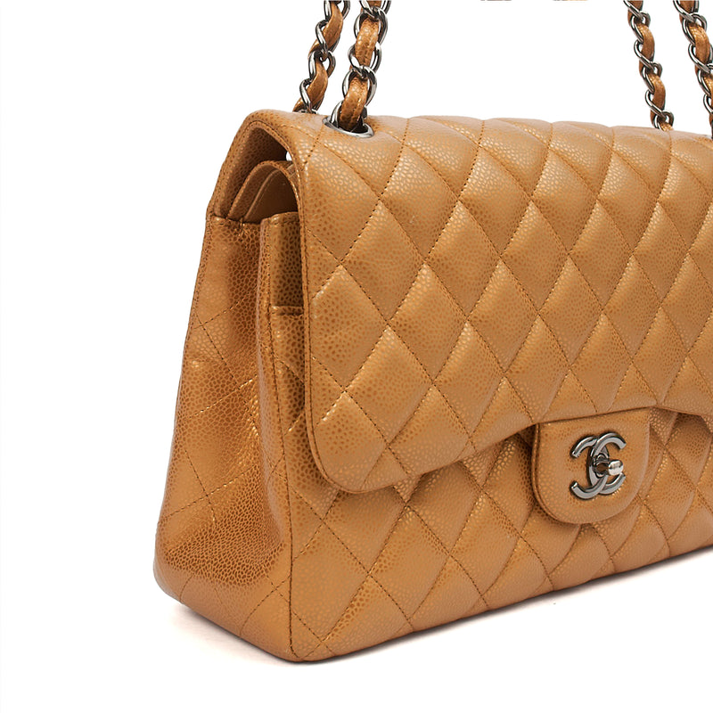 Picture of Chanel Cross Body Classic Double Flap - Large in Metallic, Caviar Leather
