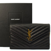 Picture of Saint Laurent Cross Body Envelope Chain Wallet in Black, Leather