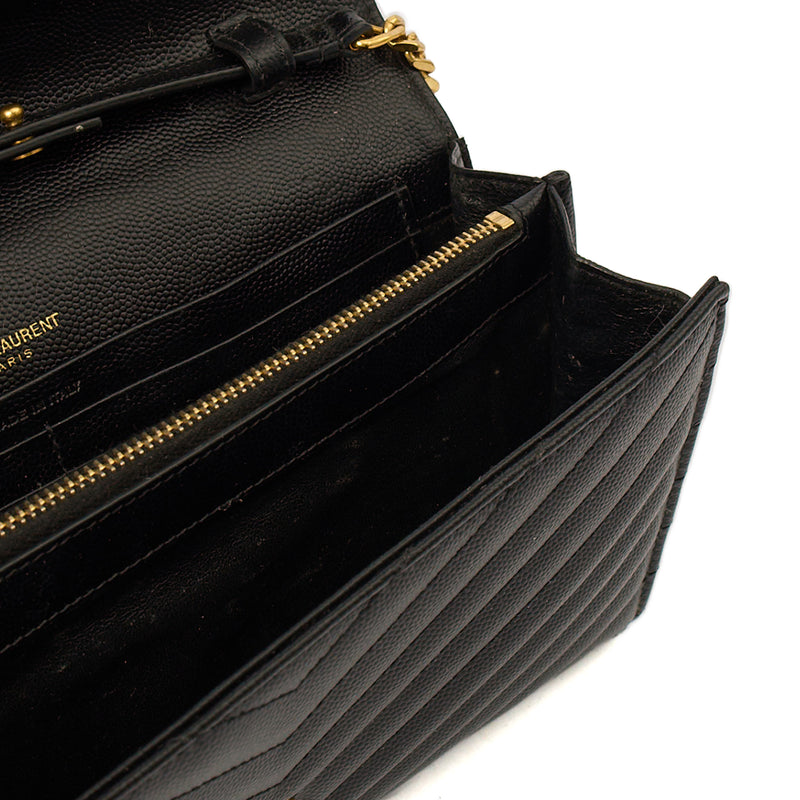 Picture of Saint Laurent Cross Body Envelope Chain Wallet in Black, Leather