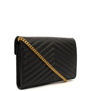 Picture of Saint Laurent Cross Body Envelope Chain Wallet in Black, Leather