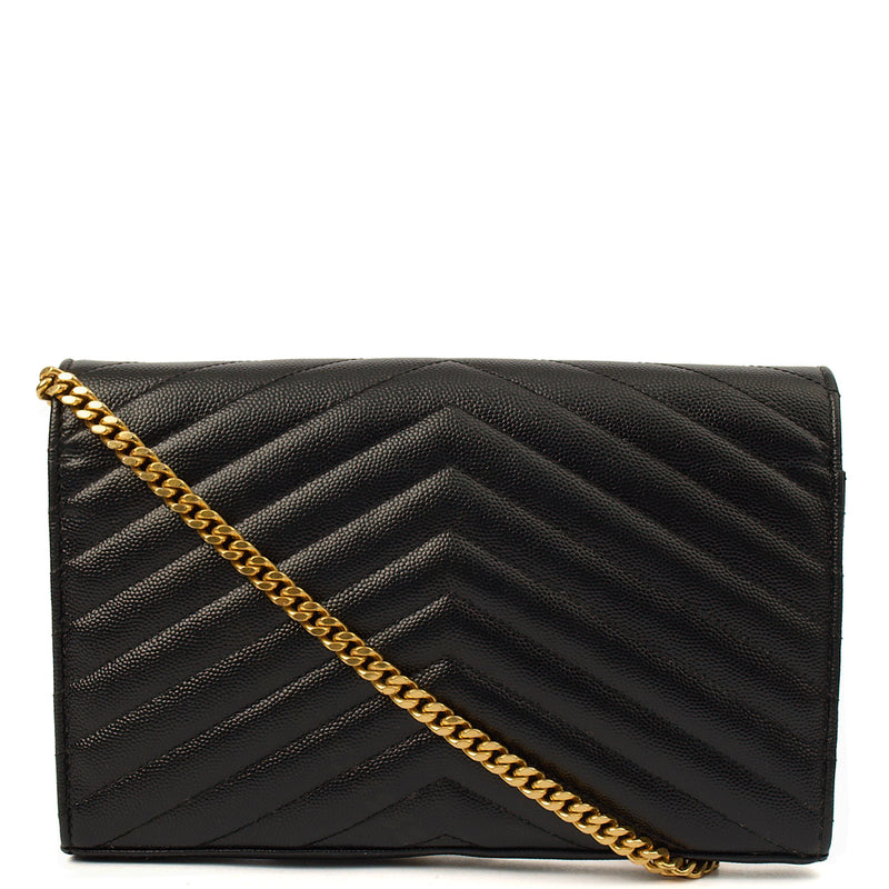 Picture of Saint Laurent Cross Body Envelope Chain Wallet in Black, Leather