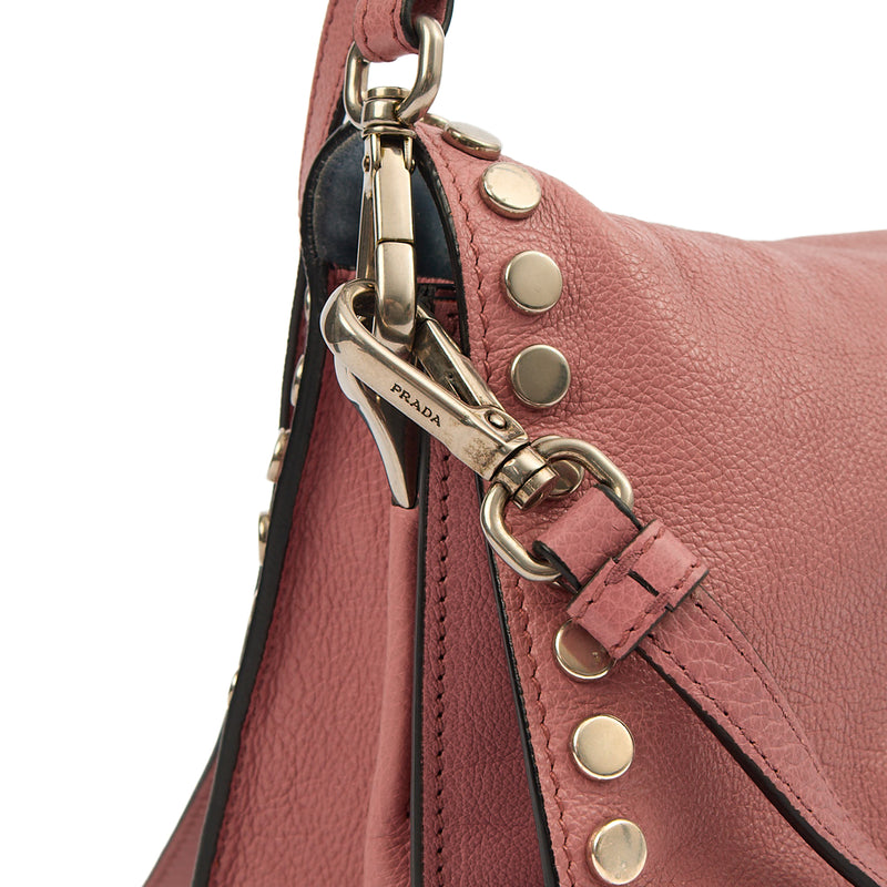 Picture of Prada Cross Body Buckle Tote  in Pink, Calfskin