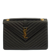 Picture of Saint Laurent Shoulder Bag Envelope - Large in Black, Leather