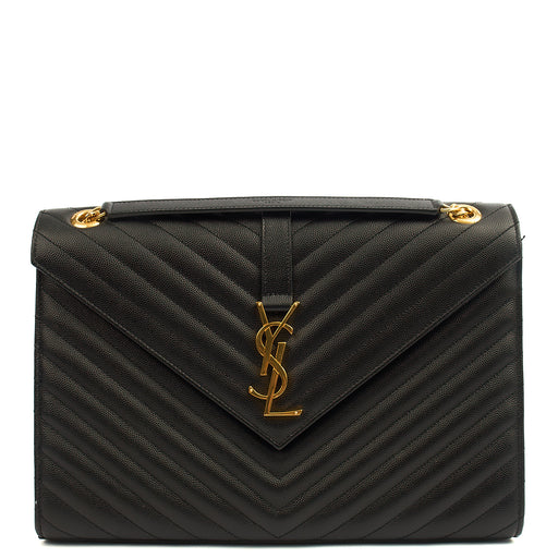 Picture of Saint Laurent Shoulder Bag Envelope - Large in Black, Leather