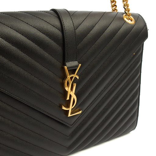 Picture of Saint Laurent Shoulder Bag Envelope - Large in Black, Leather