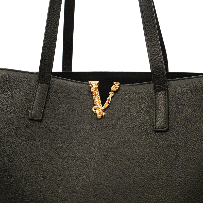 Picture of Versace Tote Virtus in Black, Leather