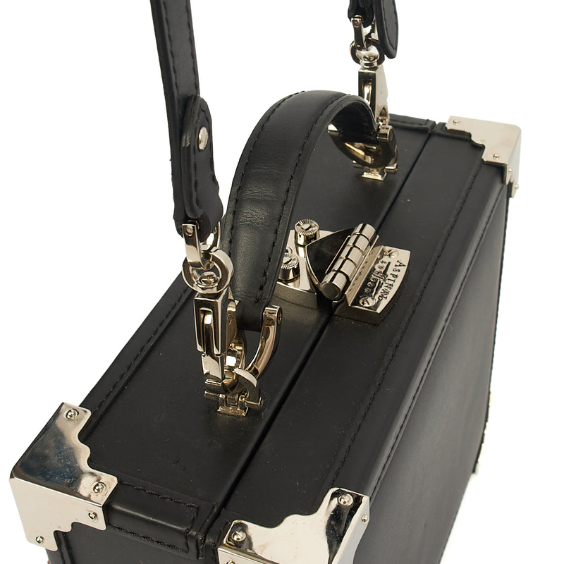 Picture of Aspinal of London Cross Body Trunk in Black, Leather