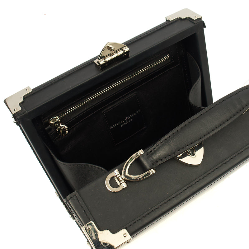 Picture of Aspinal of London Cross Body Trunk in Black, Leather