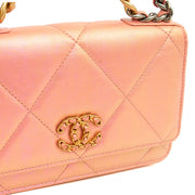 Picture of Chanel Cross Body Chanel 19 Wallet On Chain in Pink, Calfskin Leather