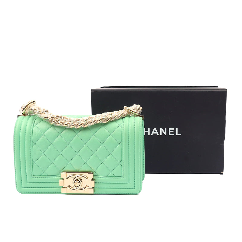 Picture of Chanel Shoulder Bag Boy - Small in Green, Calfskin Leather
