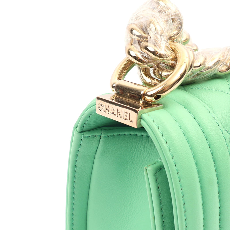 Picture of Chanel Shoulder Bag Boy - Small in Green, Calfskin Leather