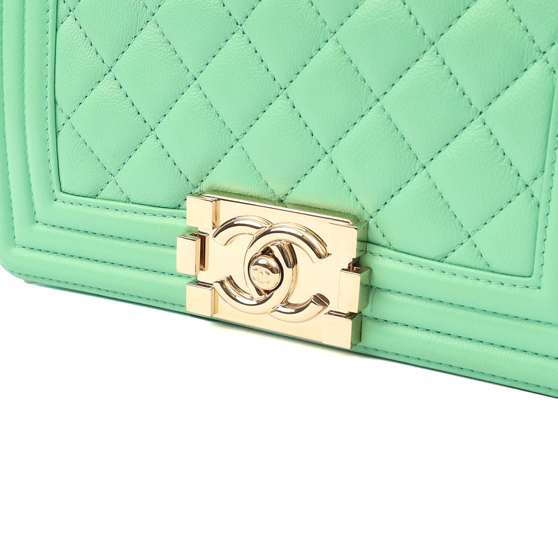 Picture of Chanel Shoulder Bag Boy - Small in Green, Calfskin Leather