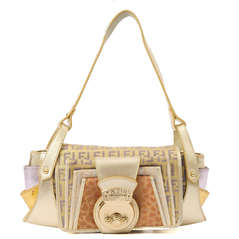 Picture of Fendi Shoulder Bag Zucchino Compilation Bag in Metallic, Fabric