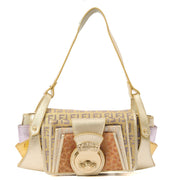 Picture of Fendi Shoulder Bag Zucchino Compilation Bag in Metallic, Fabric