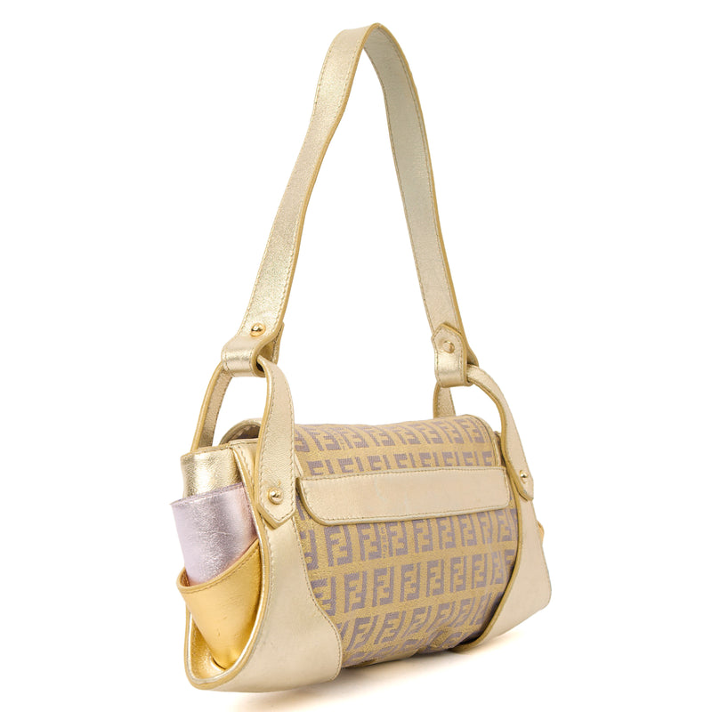 Picture of Fendi Shoulder Bag Zucchino Compilation Bag in Metallic, Fabric