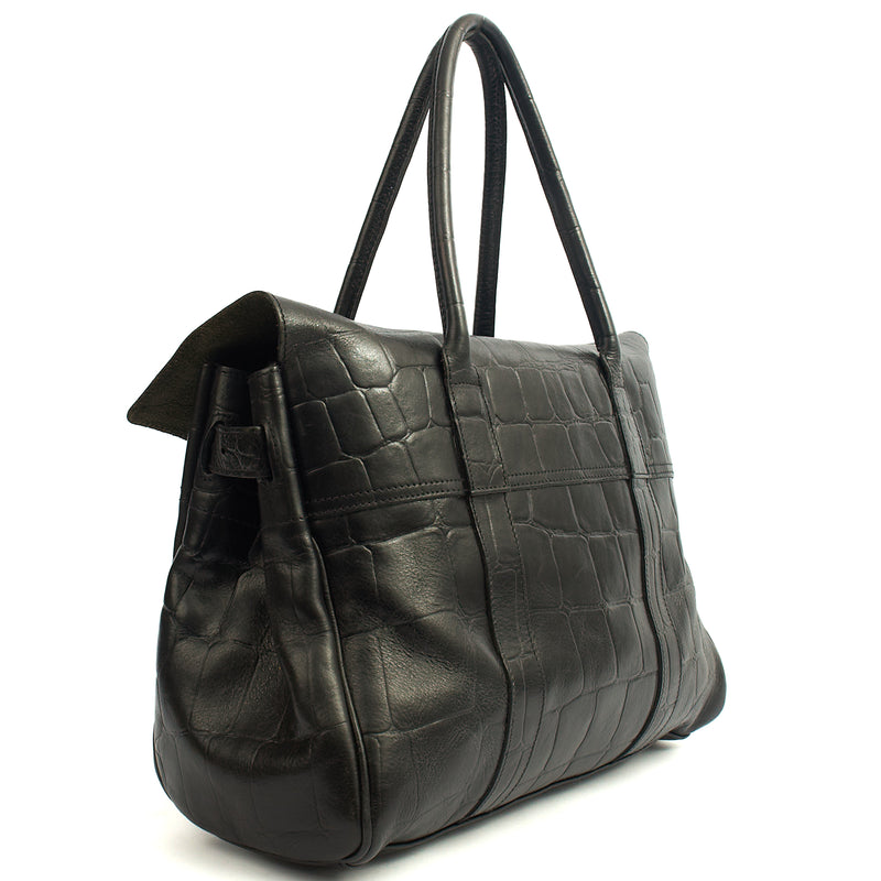 Picture of Mulberry Tote Bayswater Heritage in Black, Exotic Effect Leather