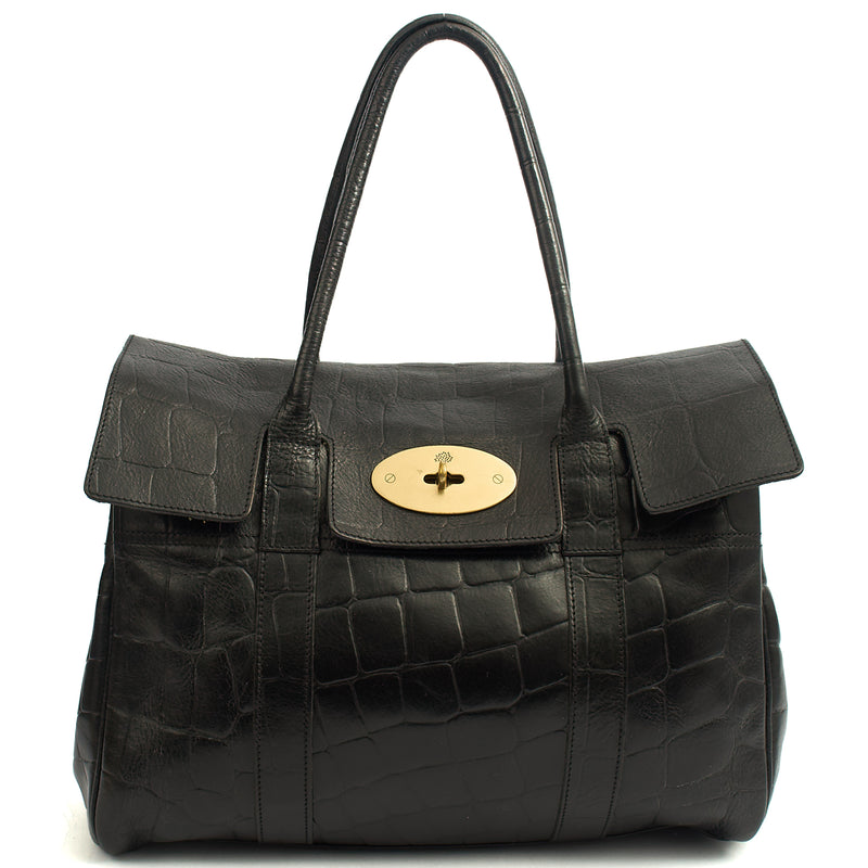 Picture of Mulberry Tote Bayswater Heritage in Black, Exotic Effect Leather