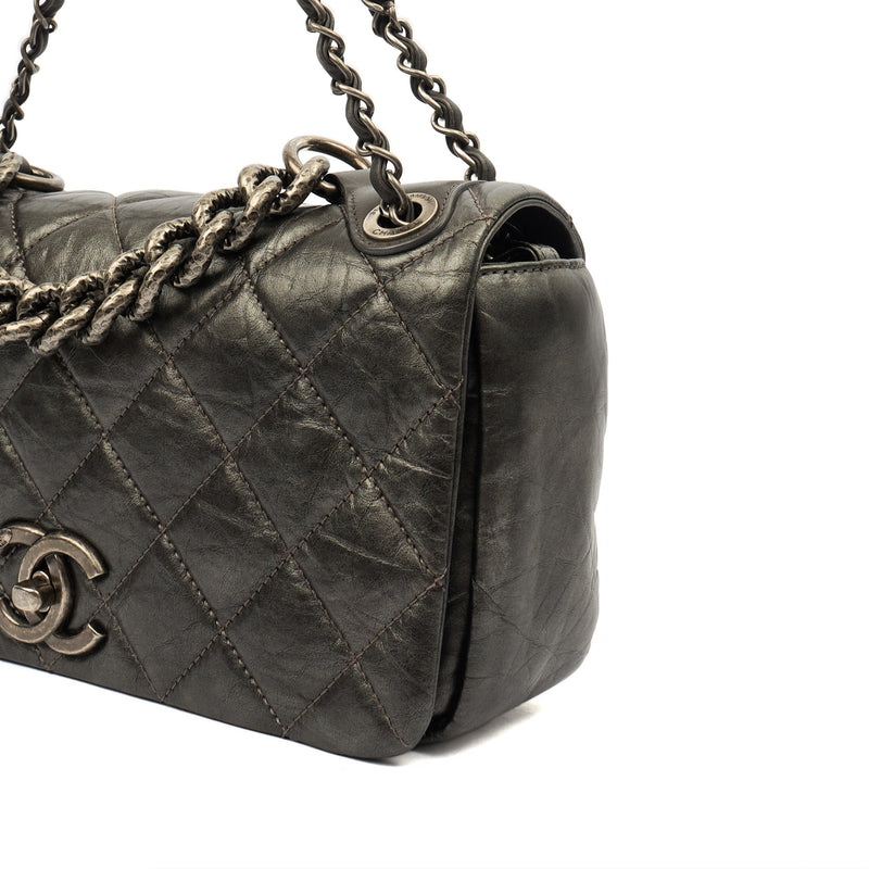Picture of Chanel Shoulder Bag Chain Flap Bag in Metallic, Crinkled Calfskin Leather