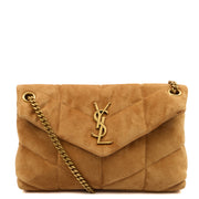 Picture of Saint Laurent Cross Body Puffer - Small in Brown, Suede