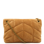 Picture of Saint Laurent Cross Body Puffer - Small in Brown, Suede