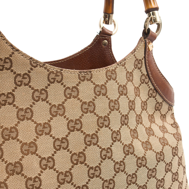 Picture of Gucci Tote Bamboo Shoulder in GG Supreme, GG Canvas