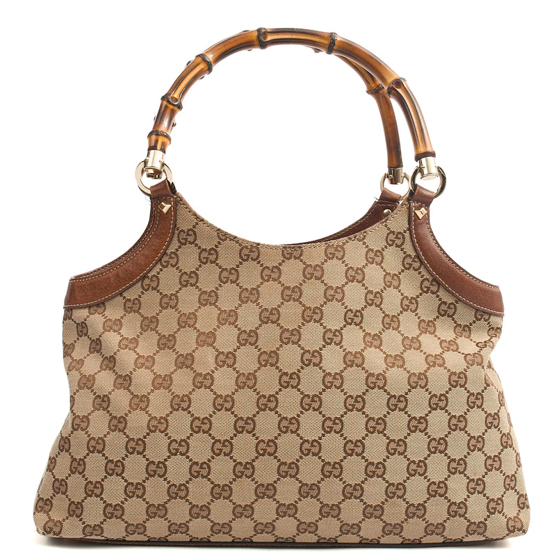 Picture of Gucci Tote Bamboo Shoulder in GG Supreme, GG Canvas