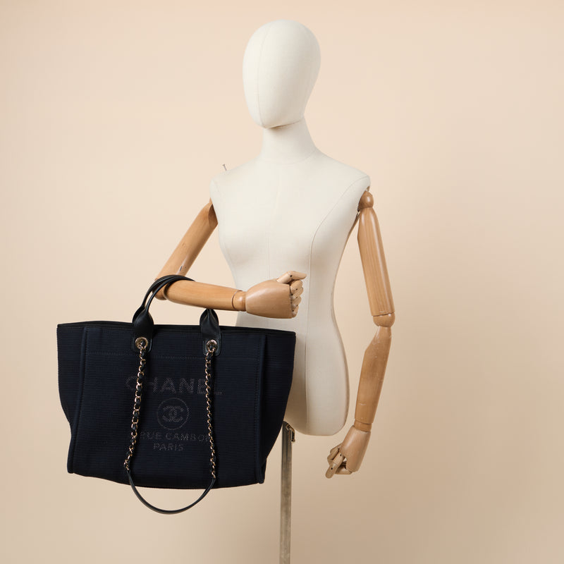Chanel Tote Deauville Tote in Black, Canvas
