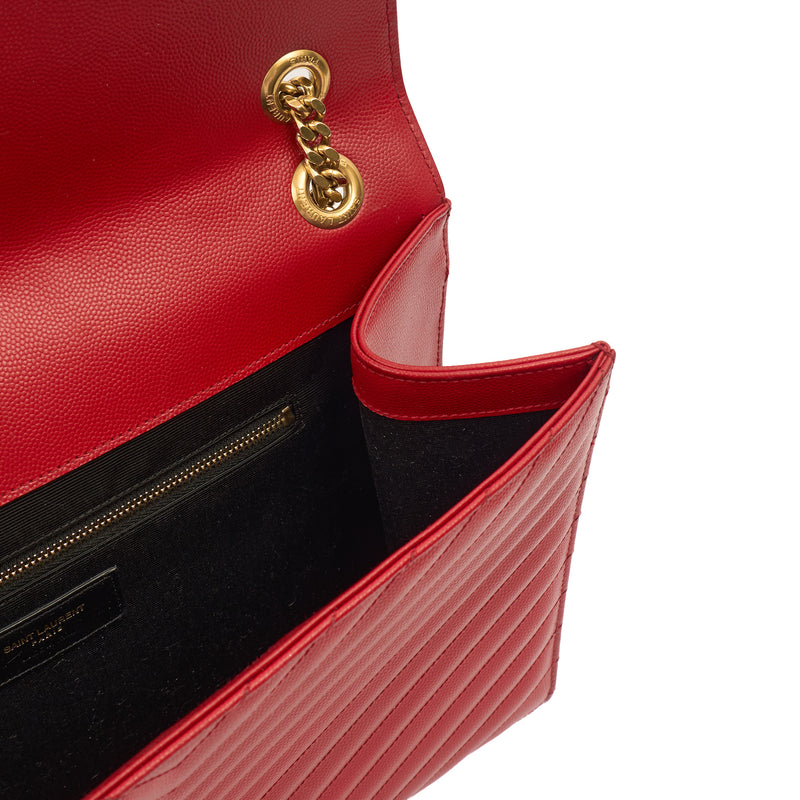 Picture of Saint Laurent Shoulder Bag Envelope - Large in Red, Leather