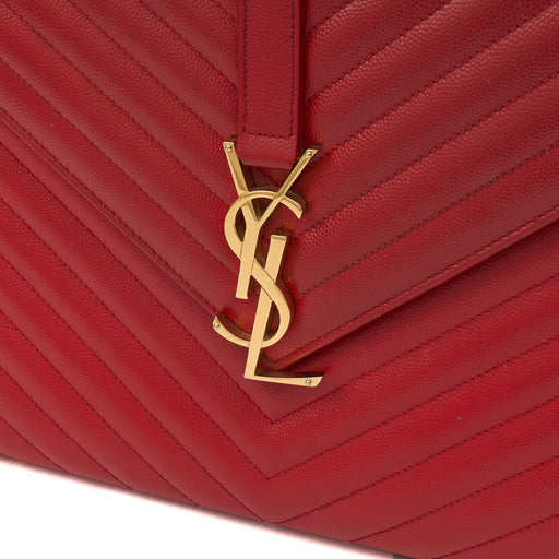 Picture of Saint Laurent Shoulder Bag Envelope - Large in Red, Leather